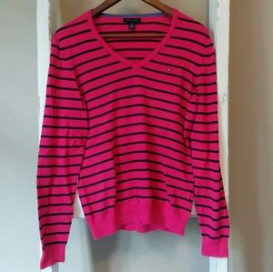 Tommy Hilfiger V-Neck Pink Sweater, Size M